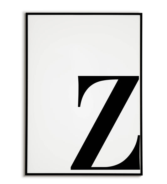 Z - Modern letter Z design in a bold color, perfect for a statement piece.