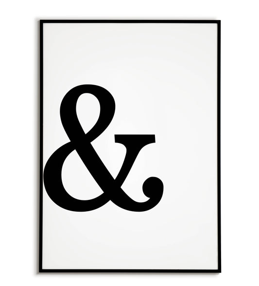 Printable "&" symbol wall art, minimalist design for home or office.	