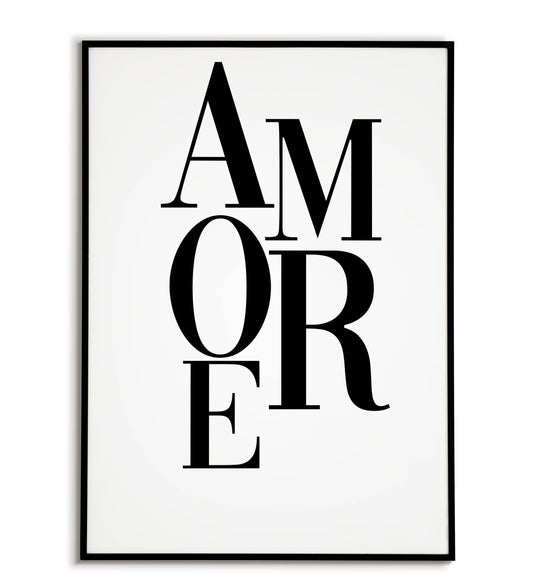 Romantic "Amore" printable poster, add a touch of love to your living space.	