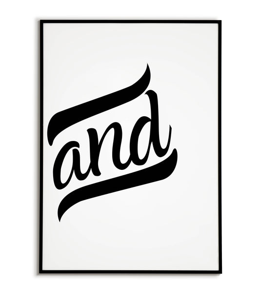 Minimalist "&" symbol wall art, featuring the word "And" for home or office.	