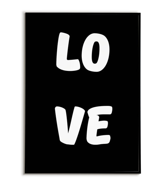 "LOVE" printable word art poster to celebrate love