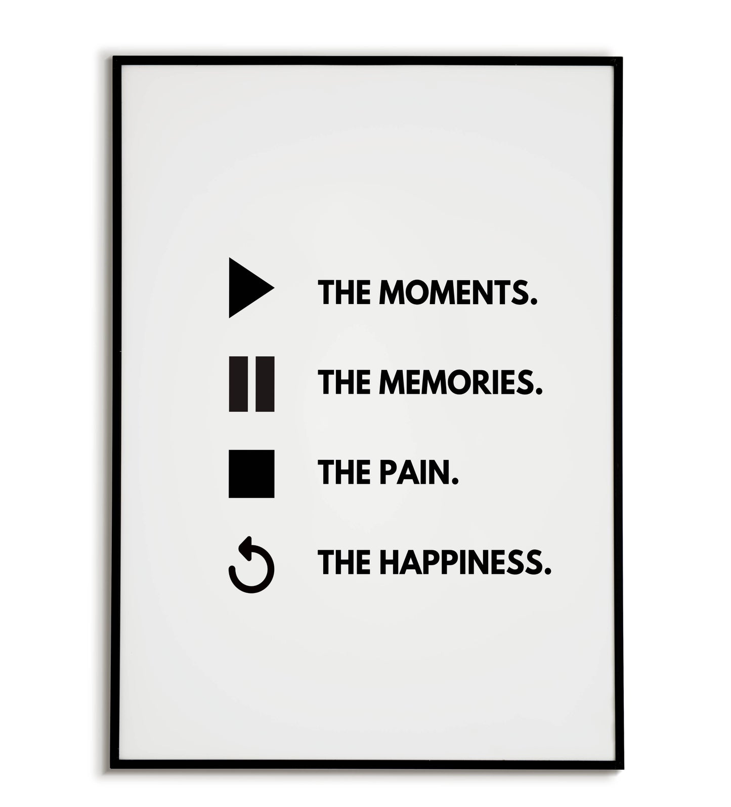 "The moments, the memories, the pain, the happiness" printable inspirational poster.