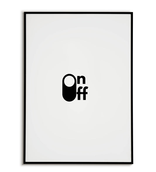 "On Off" printable switch design poster.