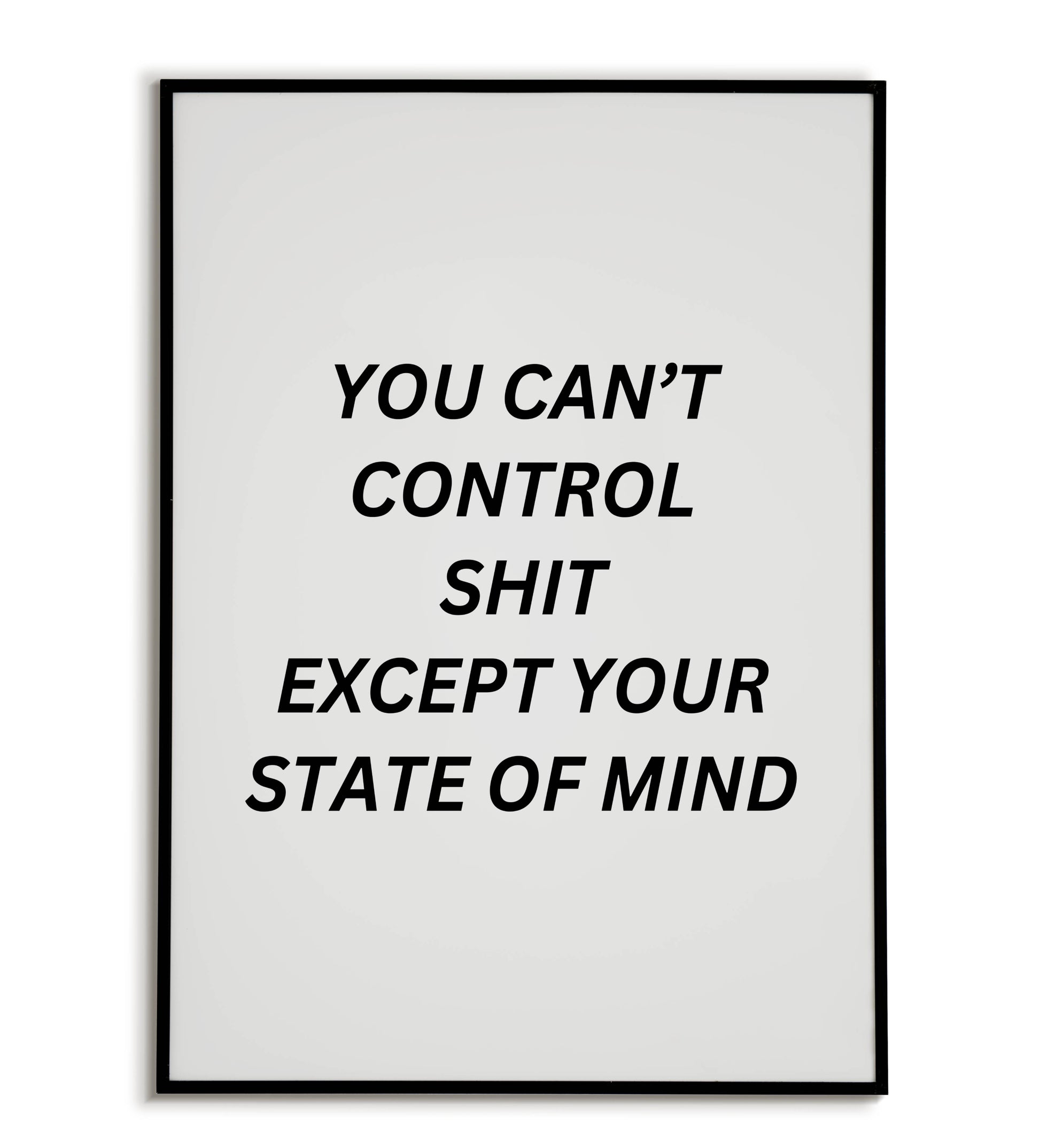 You can't control shit except your state of mind" typographic motivational poster