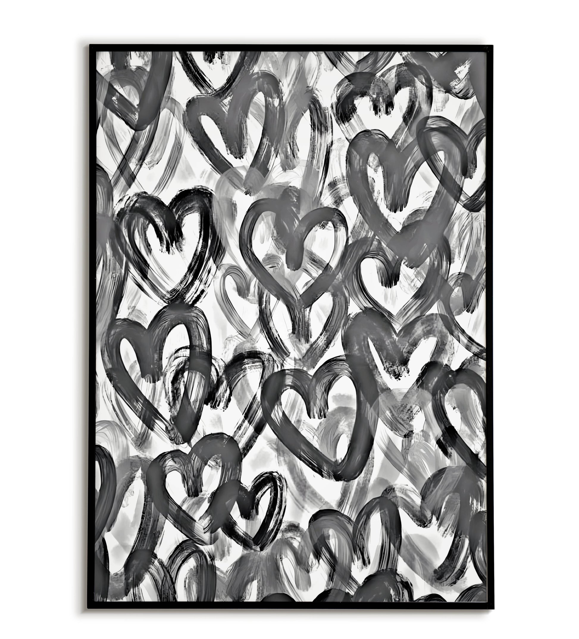 Heart Patterns" abstract love-themed poster