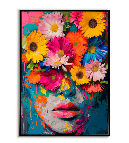 Flower on Face printable poster. Available for purchase as a physical poster or digital download.