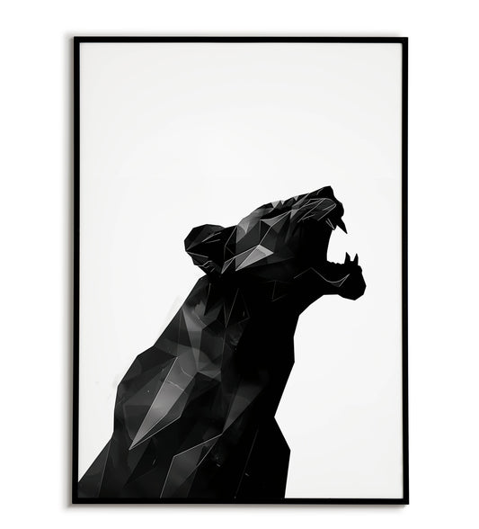 Lioness roaring" abstract animal poster