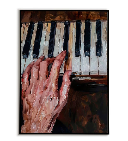 Playing piano" abstract figurative poster