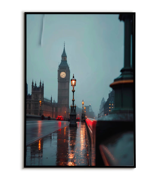 Rainy London" photograph cityscape poster