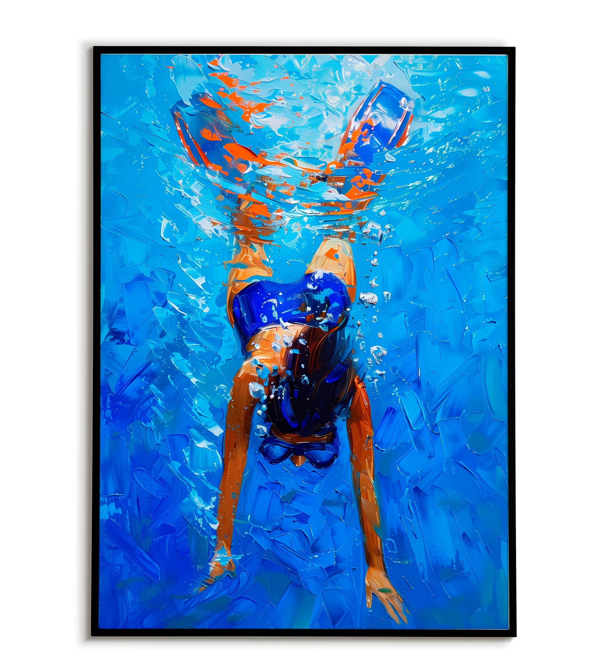 Diving Girl" abstract figurative poster
