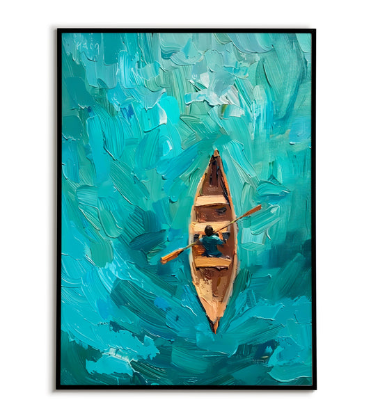 "Overhead view ocean" abstract seascape poster. 