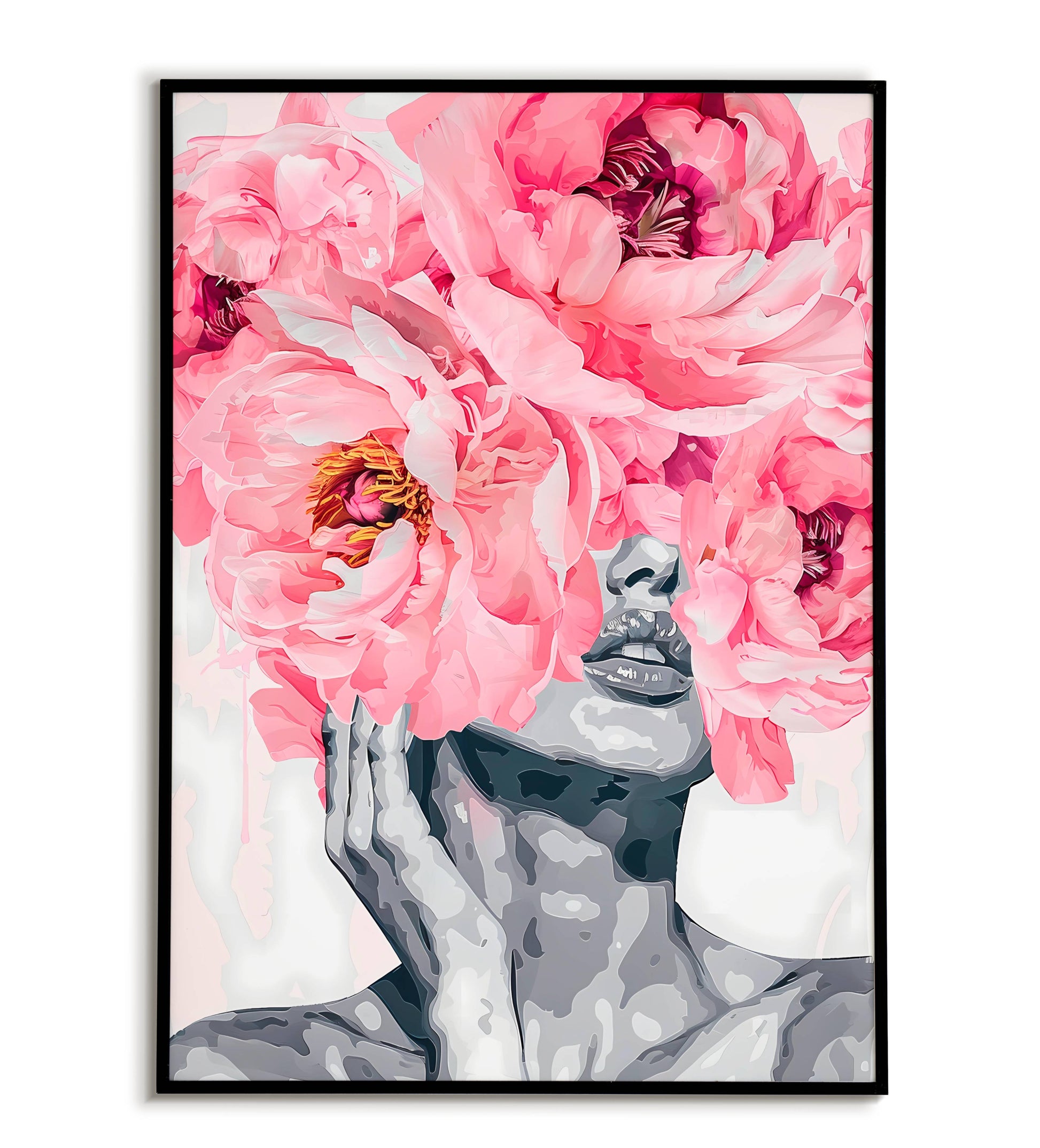 "Pink Flowers Head" abstract floral portrait. 