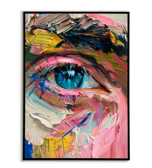Eye brushstrokes" abstract figurative poster.