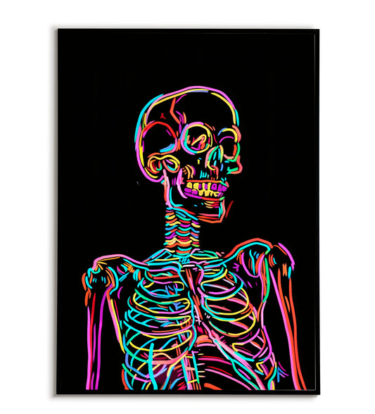 Colorful skeleton" abstract figurative poster