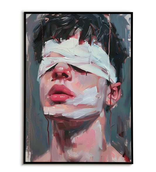 Blindfolded Man" printable art print featuring a figure with covered eyes.