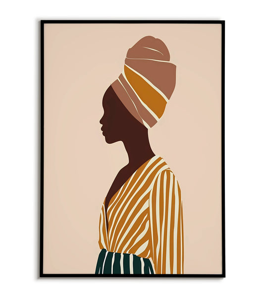 Turbaned Woman Silhouette printable poster. Available for purchase as a physical poster or digital download.