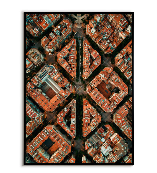 Aerial Barcelona(1 of 2) printable poster. Available for purchase as a physical poster or digital download.