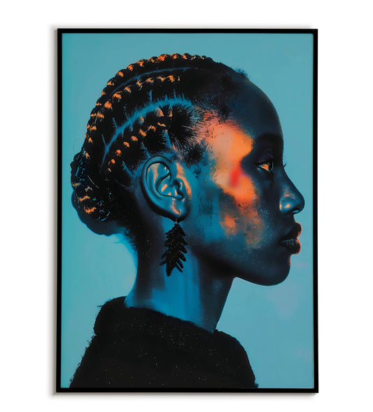 Cornrowed Profile printable poster. Available for purchase as a physical poster or digital download