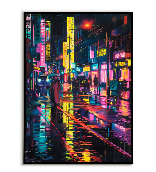 Neon Night Street(2 of 2) printable poster. Available for purchase as a physical poster or digital download.