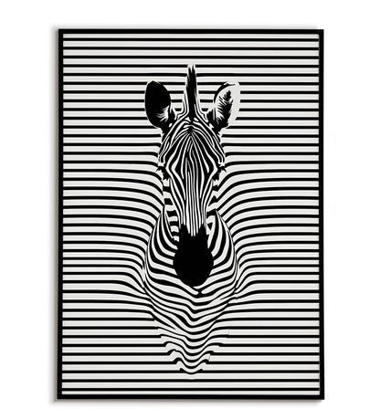 Zebra Illusion Dive printable poster. Available for purchase as a physical poster or digital download