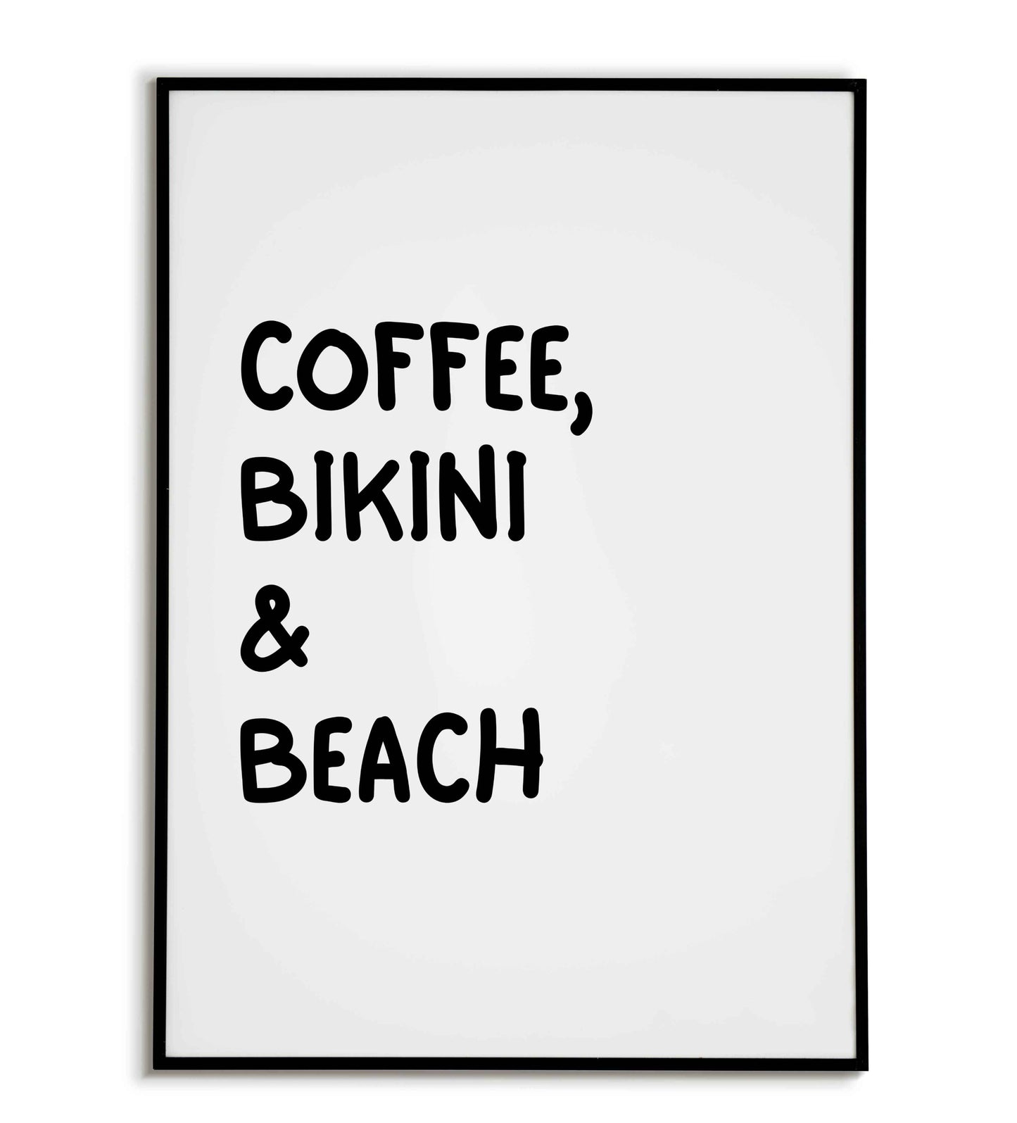 Coffee bikini & beach typography poster for a summer vibe."