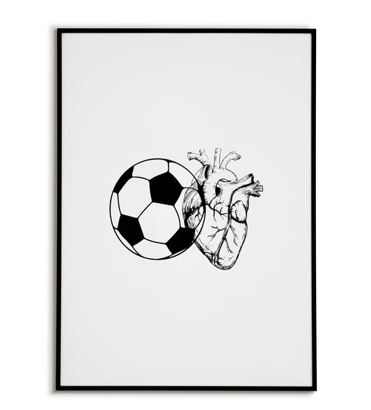 "Football = Heart" printable sports poster.