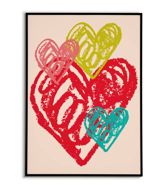 "Hearts" printable love-themed poster.