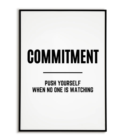 "Commitment meaning" printable word art poster.