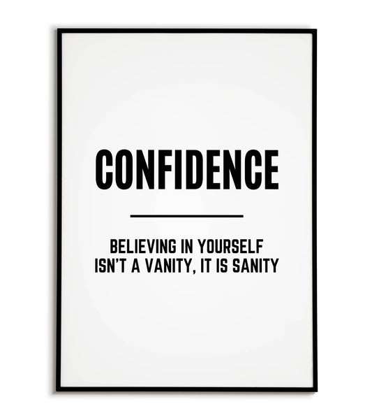 "Confidence meaning" printable word art poster.