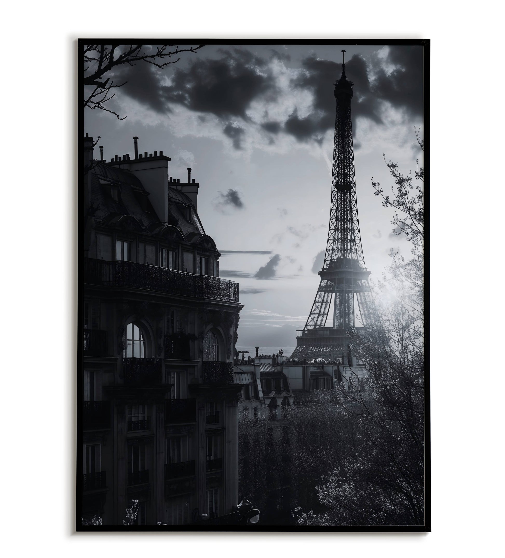 Black & White Paris printable wall art poster. Classic and timeless artwork.