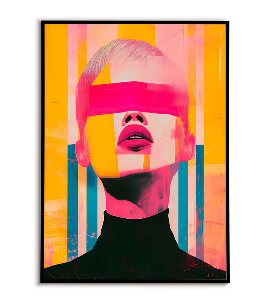 "Blindfold portrait" printable wall art featuring a blindfolded figure.