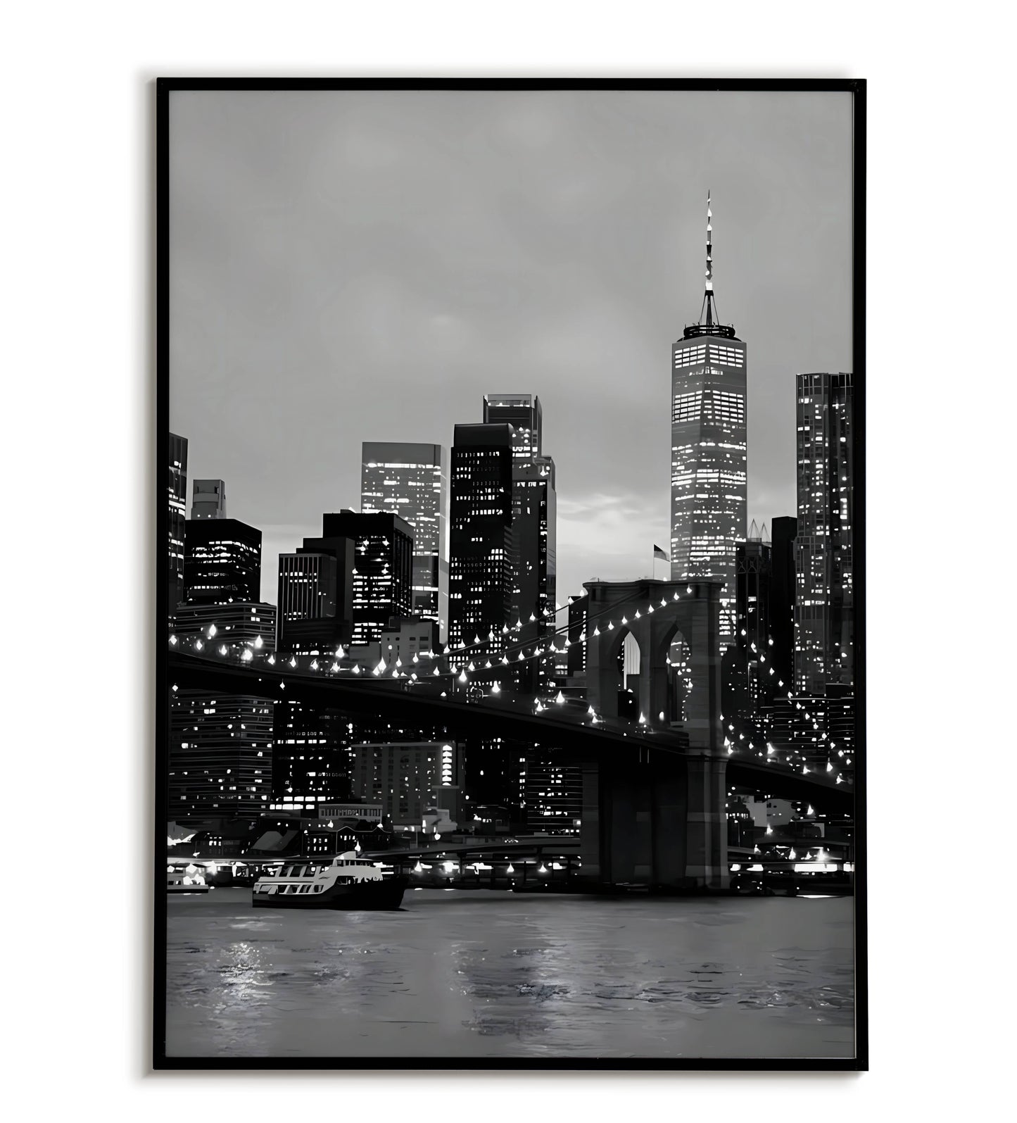 Brooklyn Bridge Black & White poster. Classic photograph of the Brooklyn Bridge.