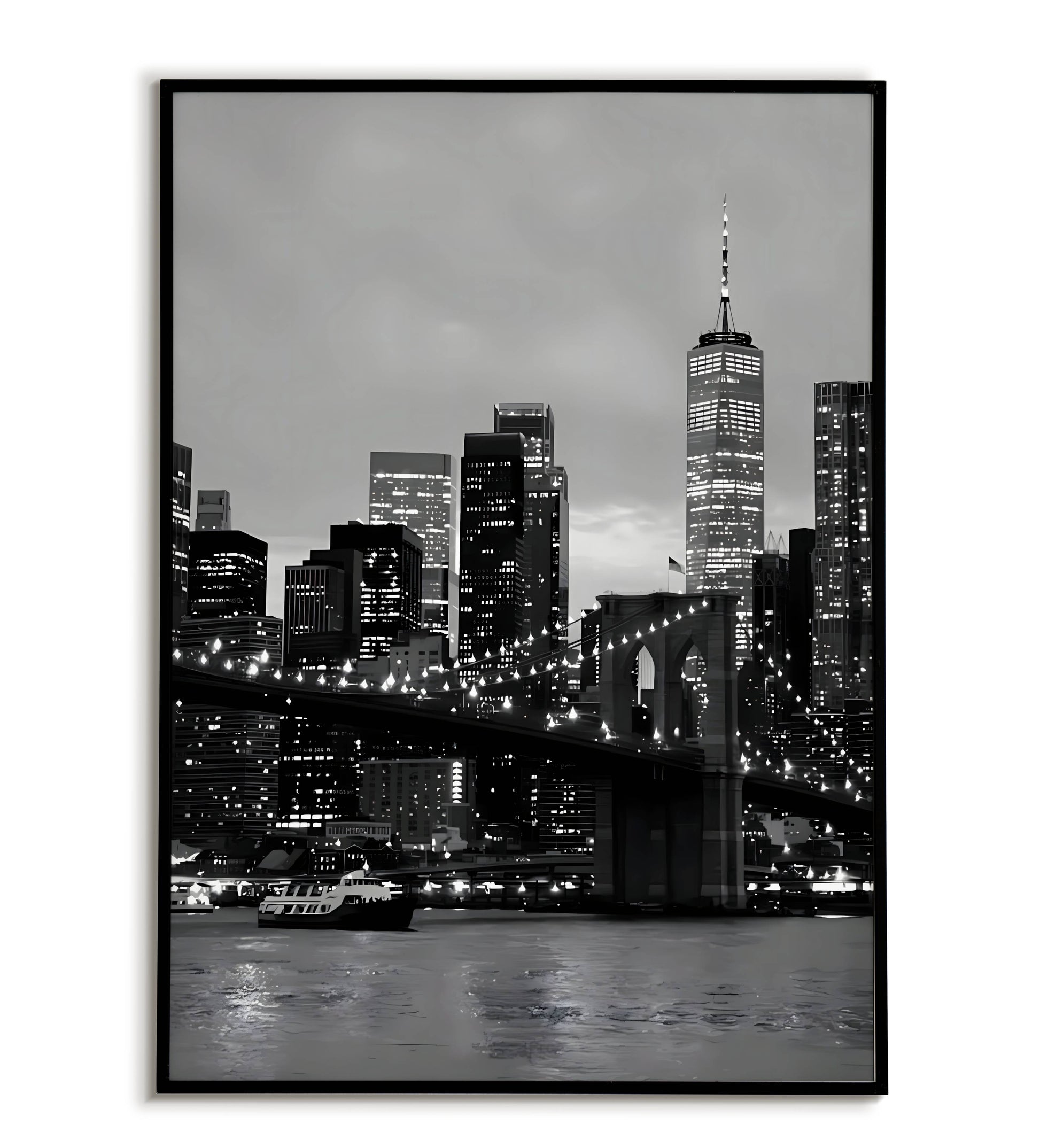 Brooklyn Bridge Black & White poster. Classic photograph of the Brooklyn Bridge.