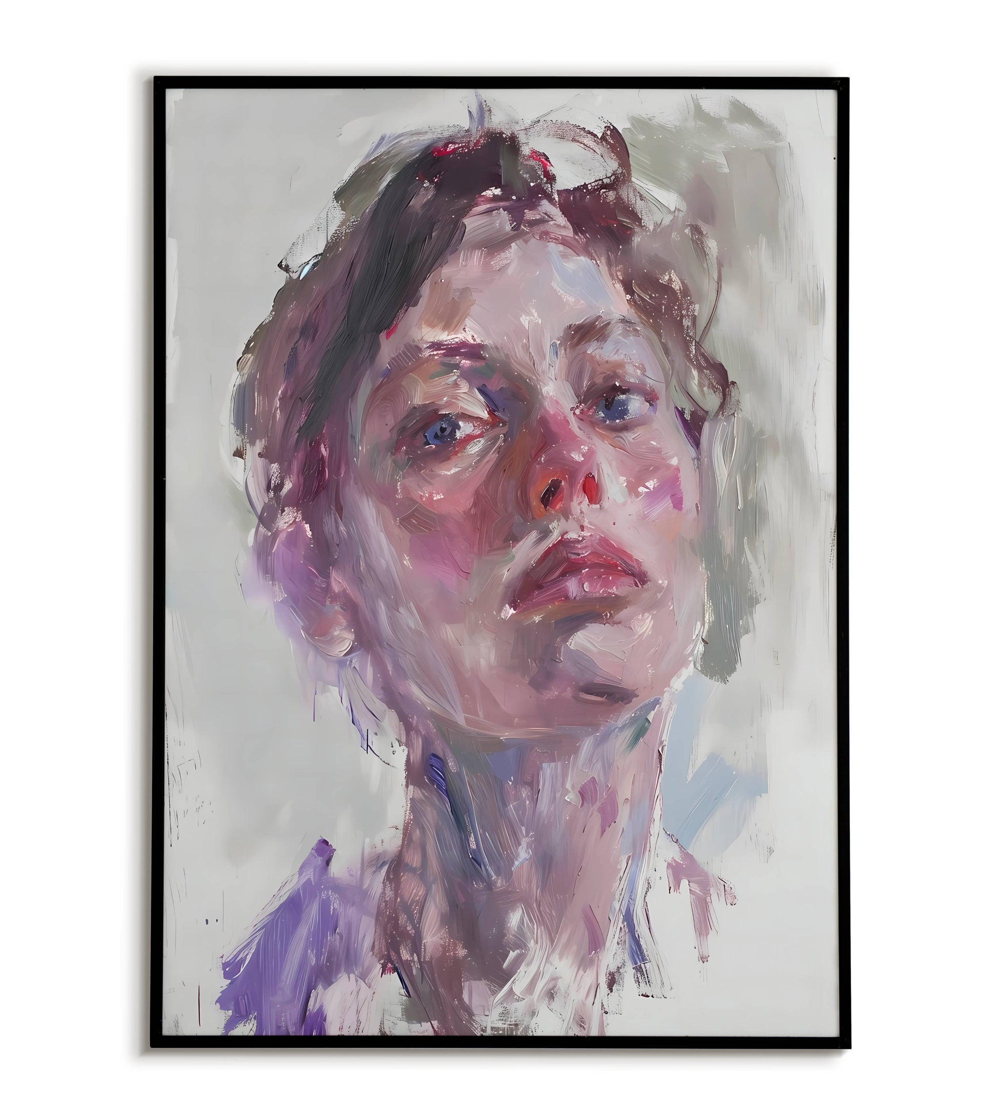 "Brushstrokes woman" printable portrait featuring expressive brushstrokes.