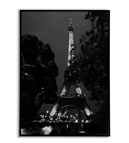 Eiffel Tower At Night - Printable Wall Art / Poster. Download this romantic image to add a touch of Parisian charm to your decor.