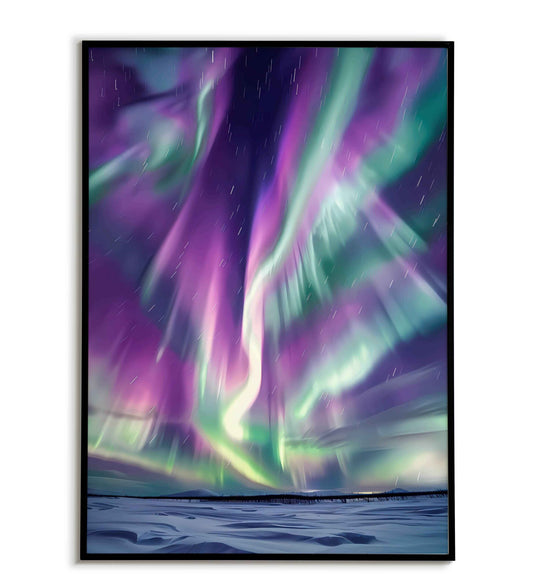 Dancing Lights: Aurora Borealis" nature printable poster (part 1 of 2). Available for purchase as a physical poster or digital download.