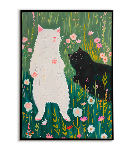 Cat and Bear(2 of 2) printable poster. Available for purchase as a physical poster or digital download.