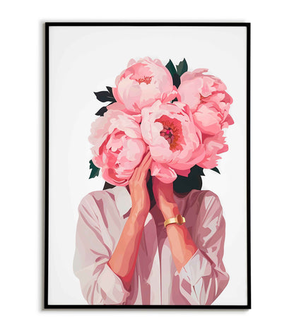 Peony Portrait printable poster. Available for purchase as a physical poster or digital download.