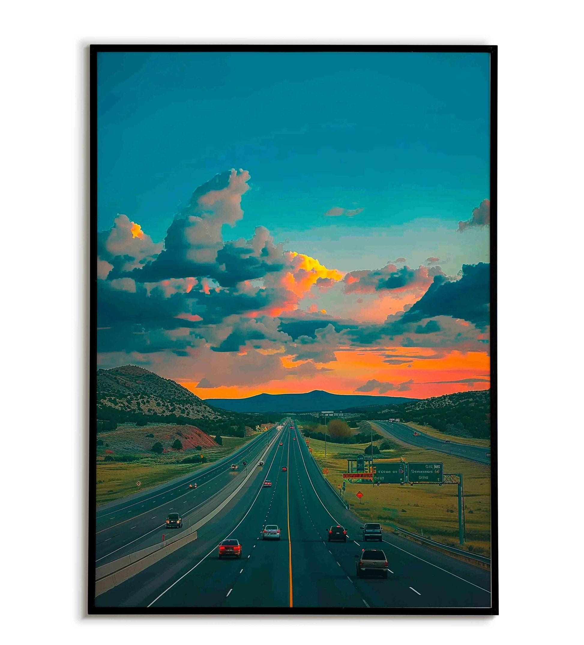 Highway travel printable poster. Available for purchase as a physical poster or digital download