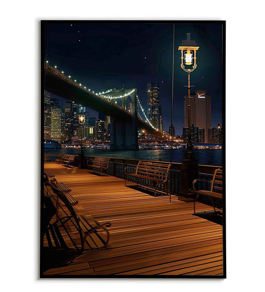 Brooklyn Bridge travel printable poster. Available for purchase as a physical poster or digital download.