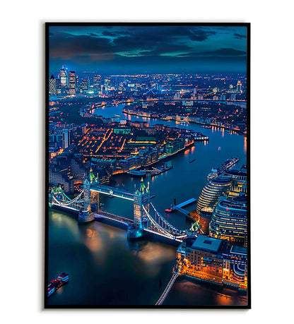 Aerial View London travel printable poster. Available for purchase as a physical poster or digital download
