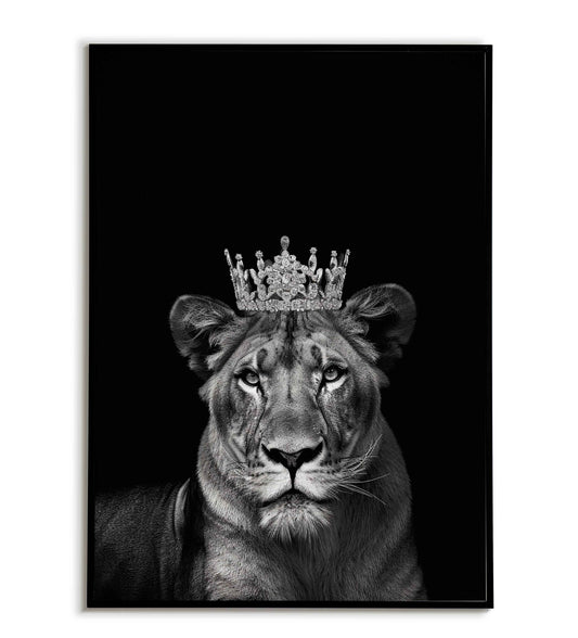 Regal Lioness wildlife printable poster. Available for purchase as a physical poster or digital download.