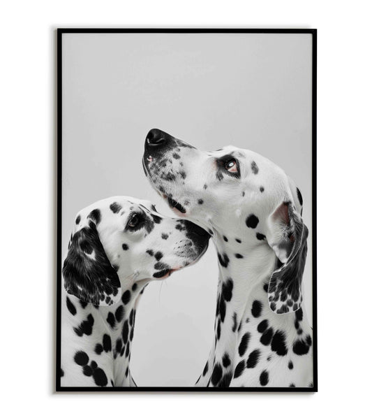 Adorable dalmatian duo poster, perfect for dog lovers.	