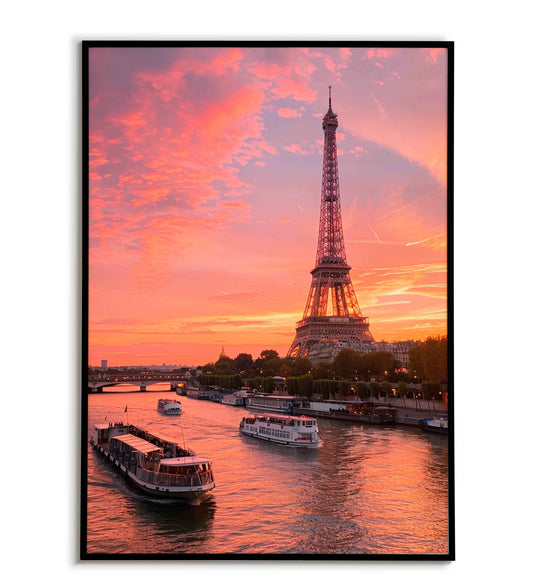Downloadable Parisian sunset printable, capturing the romantic charm of Paris.