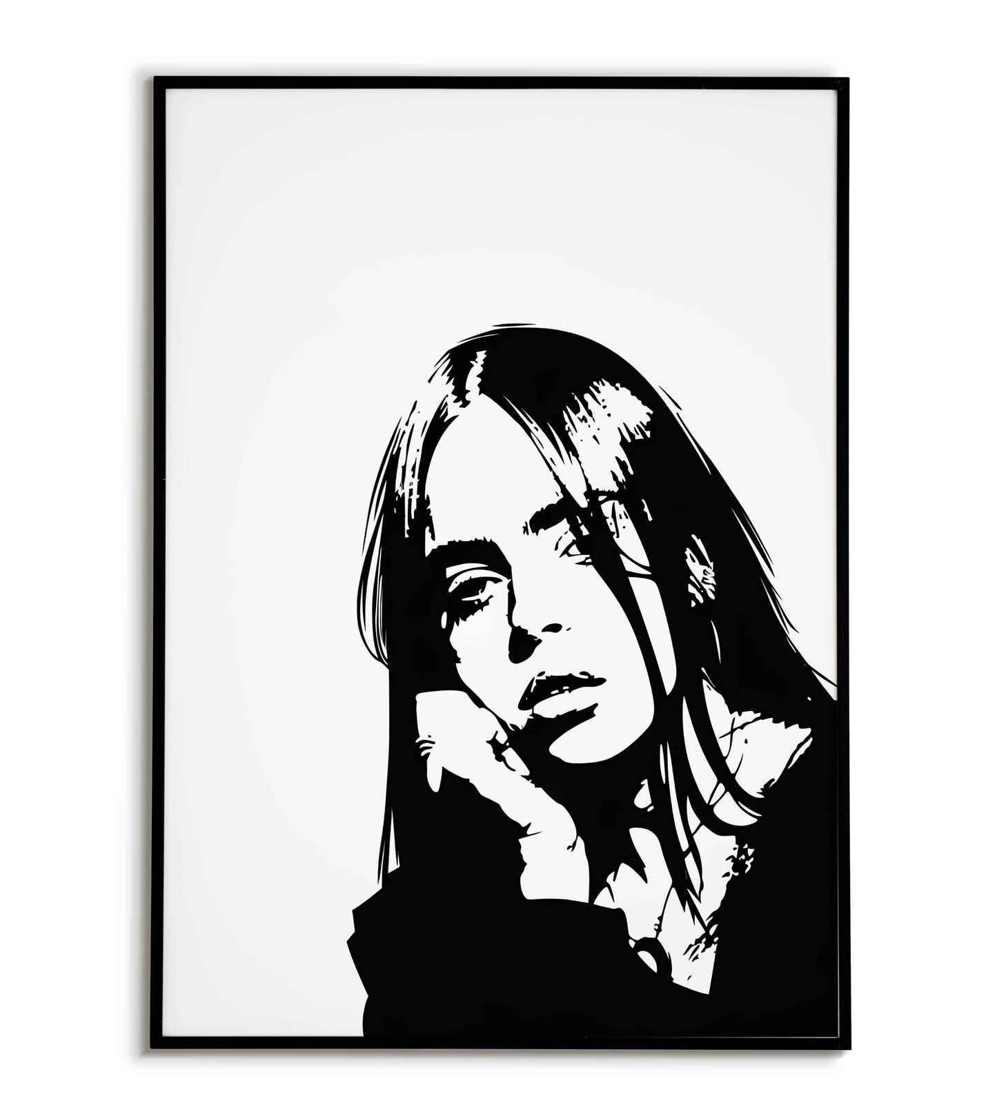 Billie Eilish portrait poster, celebrating the pop star.	