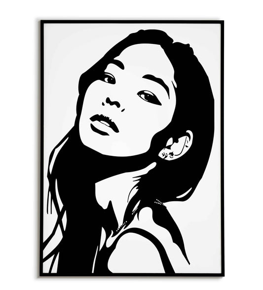 Jennie (Blackpink) portrait poster, celebrating the K-pop star.	