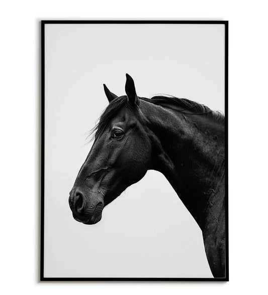 Downloadable black horse printable, a majestic and powerful artwork.