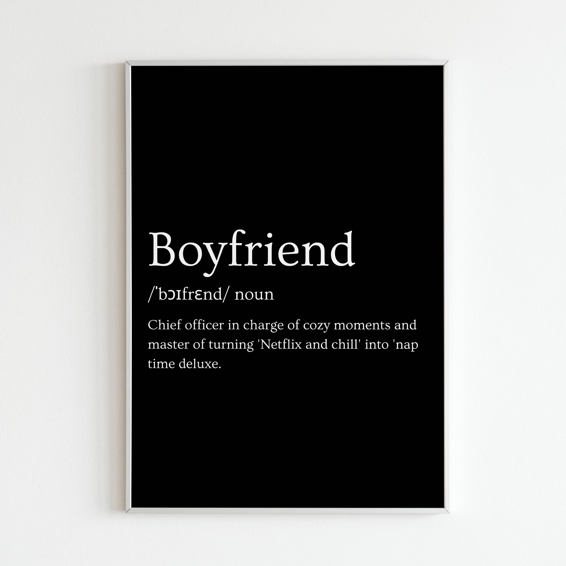 Downloadable "Boyfriend" art print, express the joys of love and partnership with a playful design.