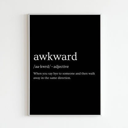 Downloadable "Awkward" art print, a humorous way to connect over shared experiences.