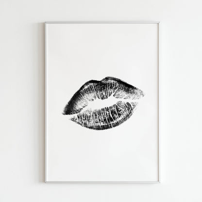 Kiss Mark close-up of printable wall art poster. Focus on the details and symbolism.